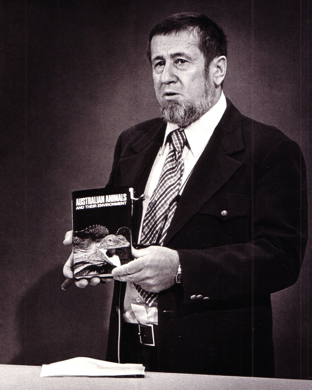 Professor Harry Messel with Book of Lectures