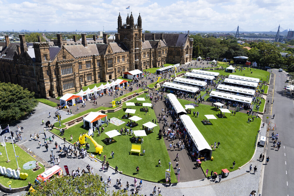 Aerial View of Quadrangle and Front Lawn During Welcome Week