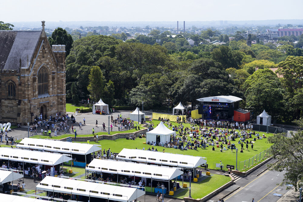 Aerial View of Great Hall and Front Lawn During Welcome Week
