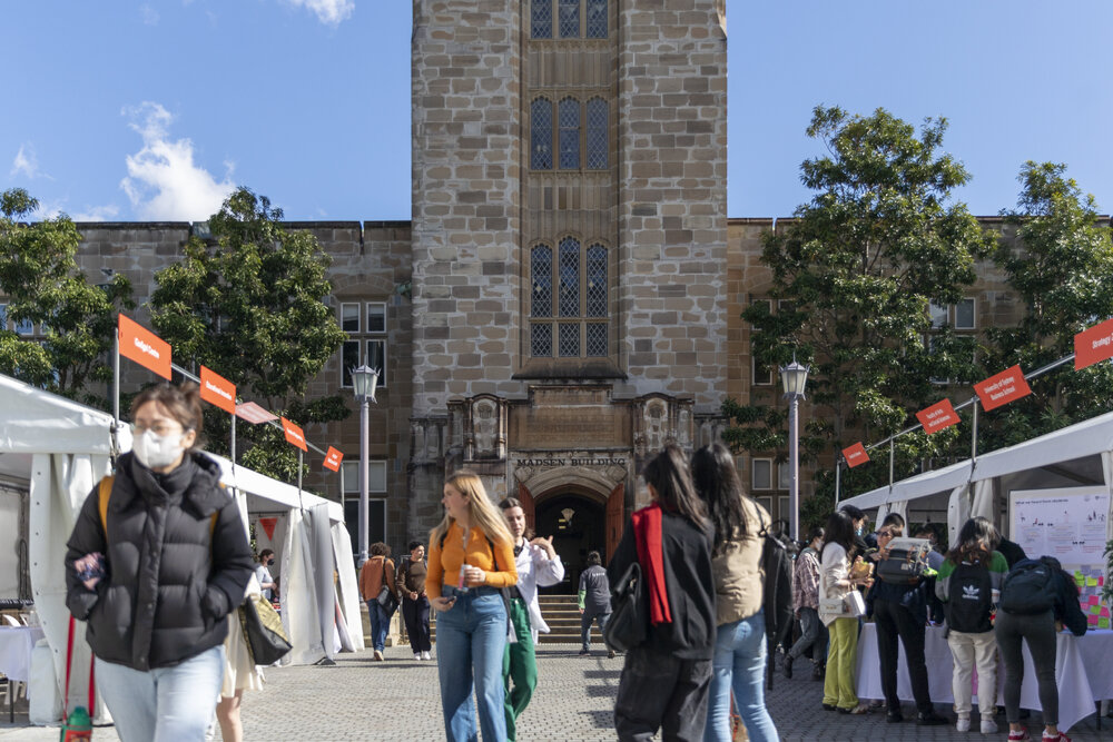 Welcome Week Stalls in Front of Madsen Building