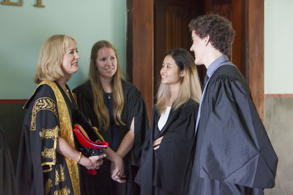 Chancellor Belinda Hutchinson and Students at Orientation Week
