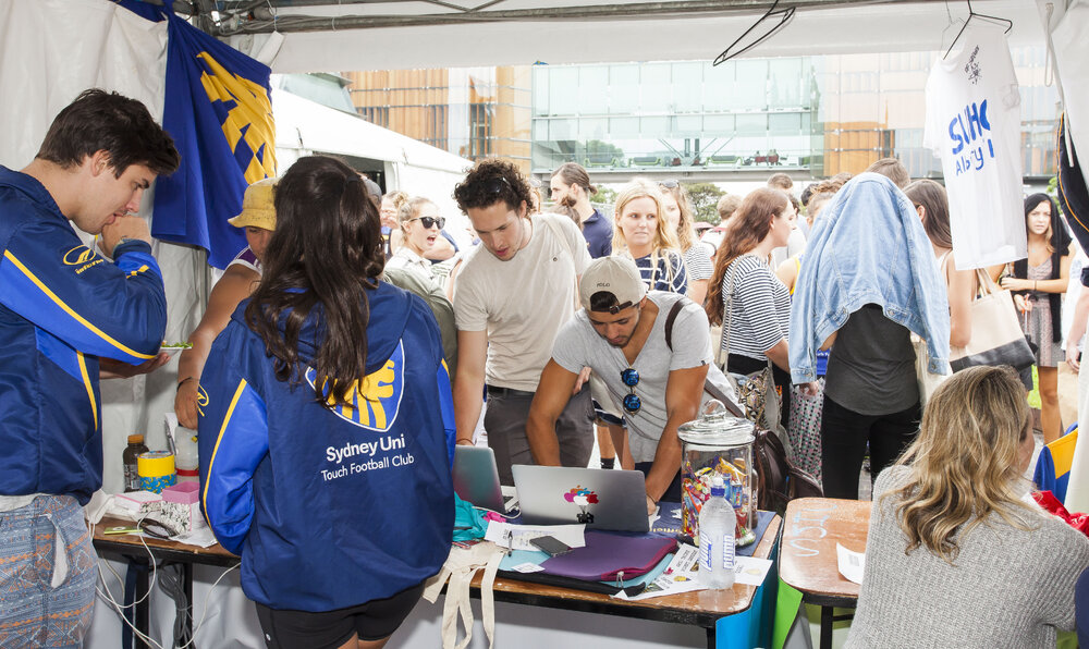 Sydney Uni Touch Football Club Stall at Orientation Week