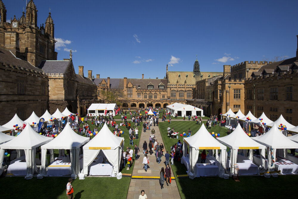 Aerial View of Quadrangle Interior on Open Day