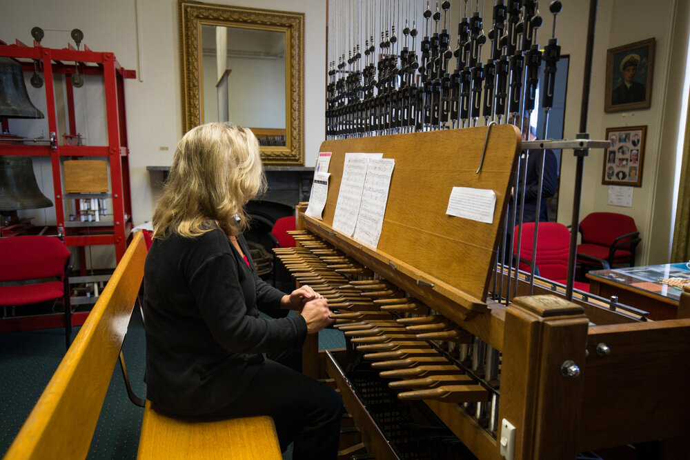 Carillonist Amy Johansen Playing the Carillon on Open Day
