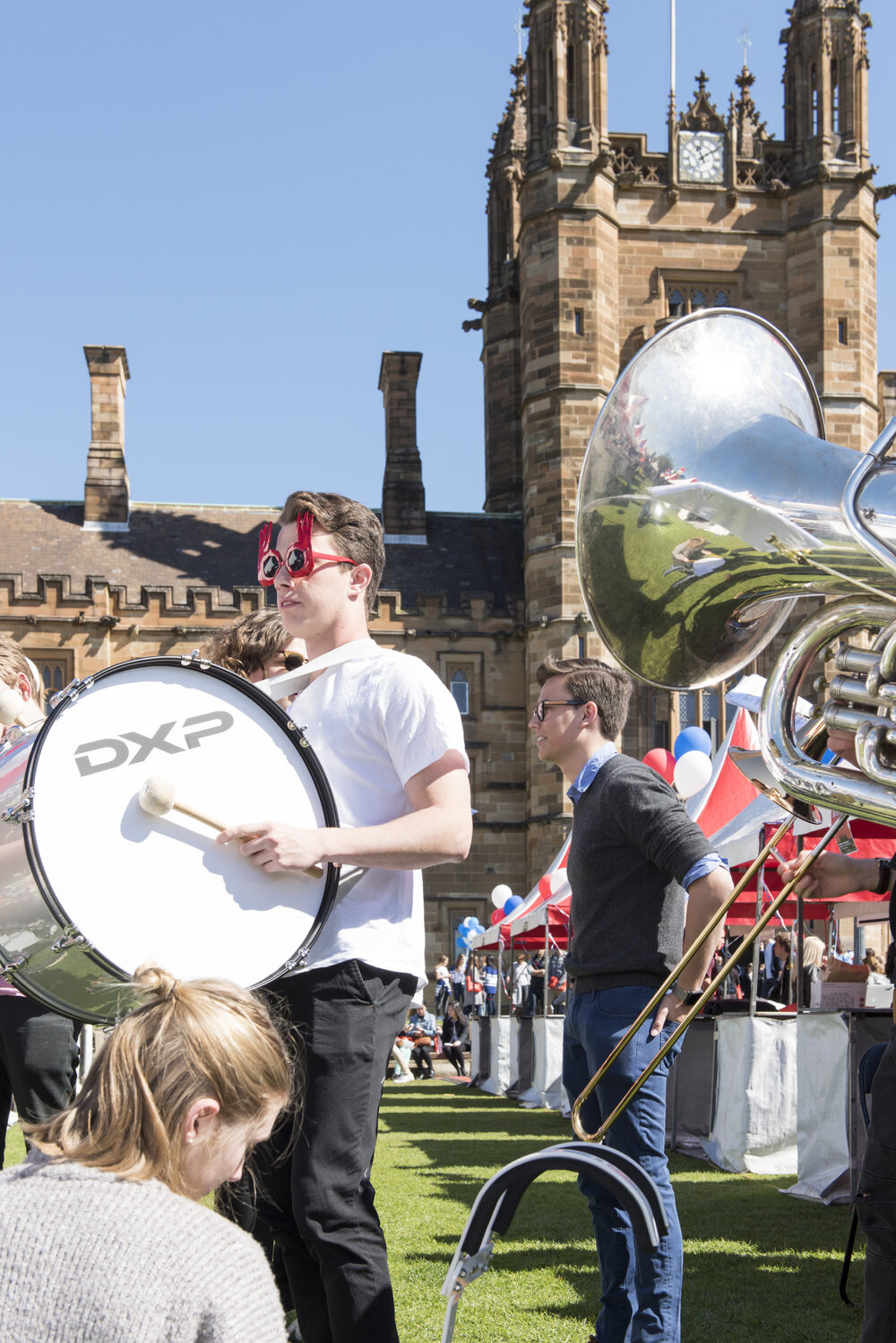 Musicians Performing on Front Lawn at Open Day
