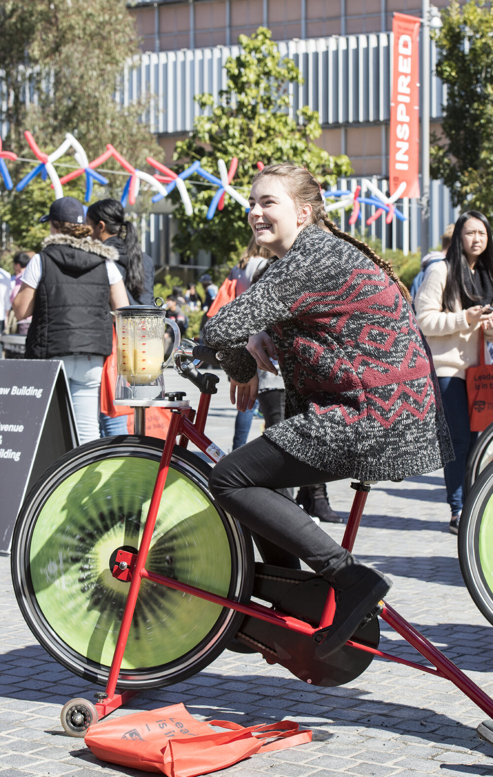 Bike n' Blend Activity on Eastern Avenue at Open Day