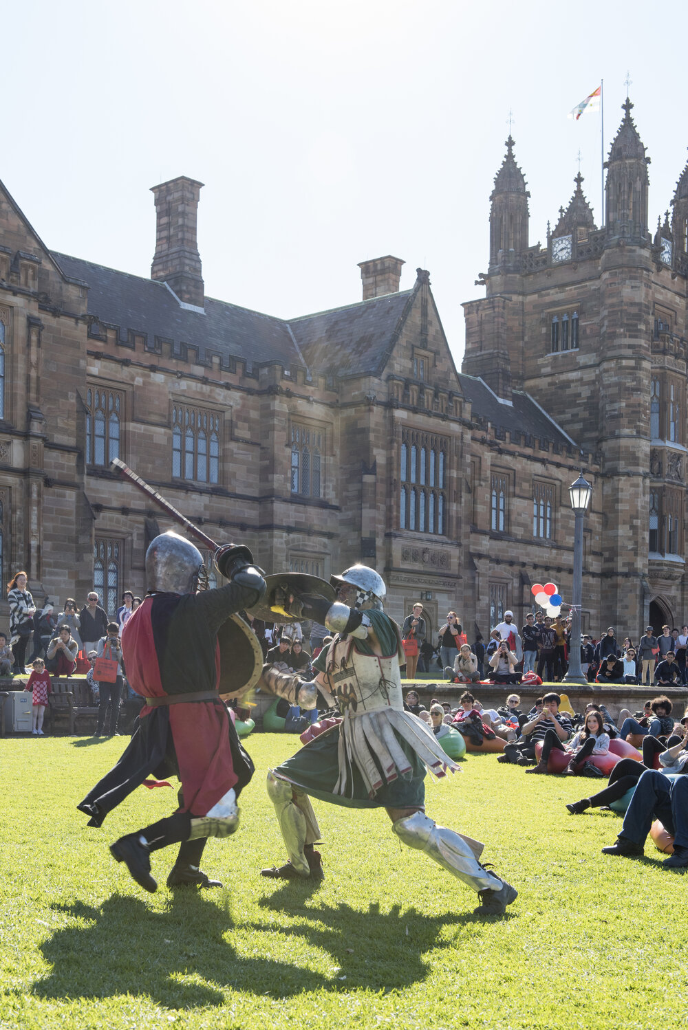 Historical Reenactment Fight on Front Lawn at Open Day