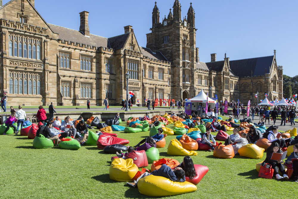 Bean Bags on Front Lawn at Open Day
