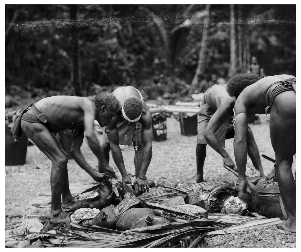 Cutting Up Pig at Distribution