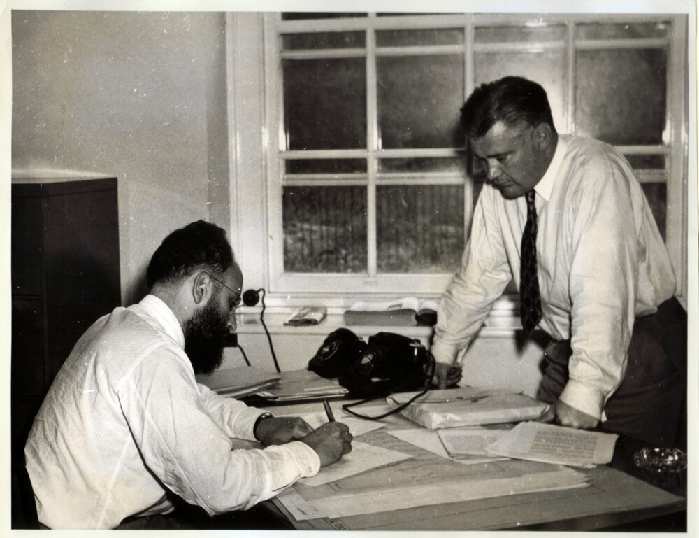 Dr John Blatt and Chief Engineer Brian Swire Discussing SILLIAC