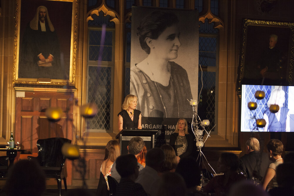 Chancellor Belinda Hutchinson at Honorary Degrees Dinner in MacLaurin Hall
