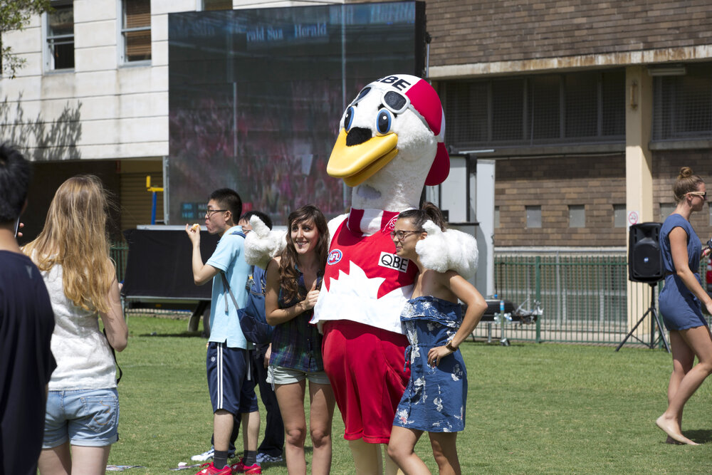 International Students Event with Sydney Swans Mascot Cyggy at The Square