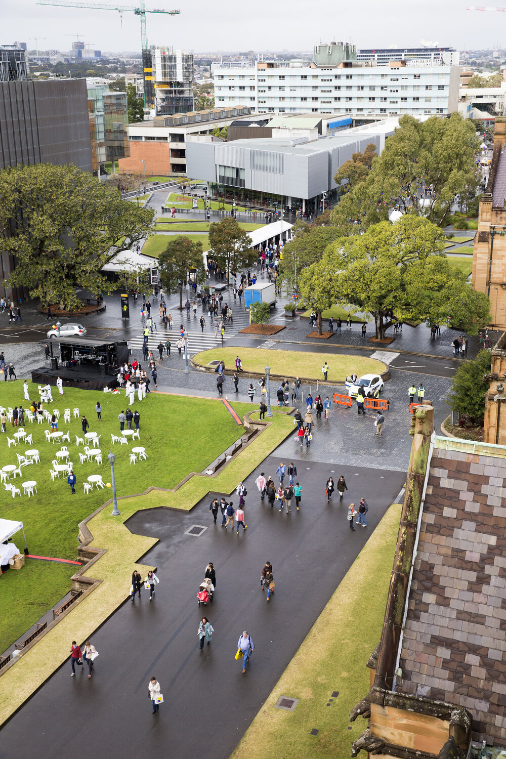 Aerial View of Front Lawn and Eastern Avenue on Open Day