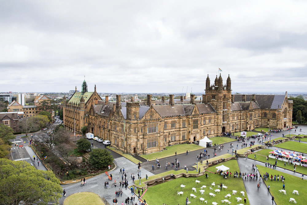 Aerial View of Quadrangle and Front Lawn on Open Day