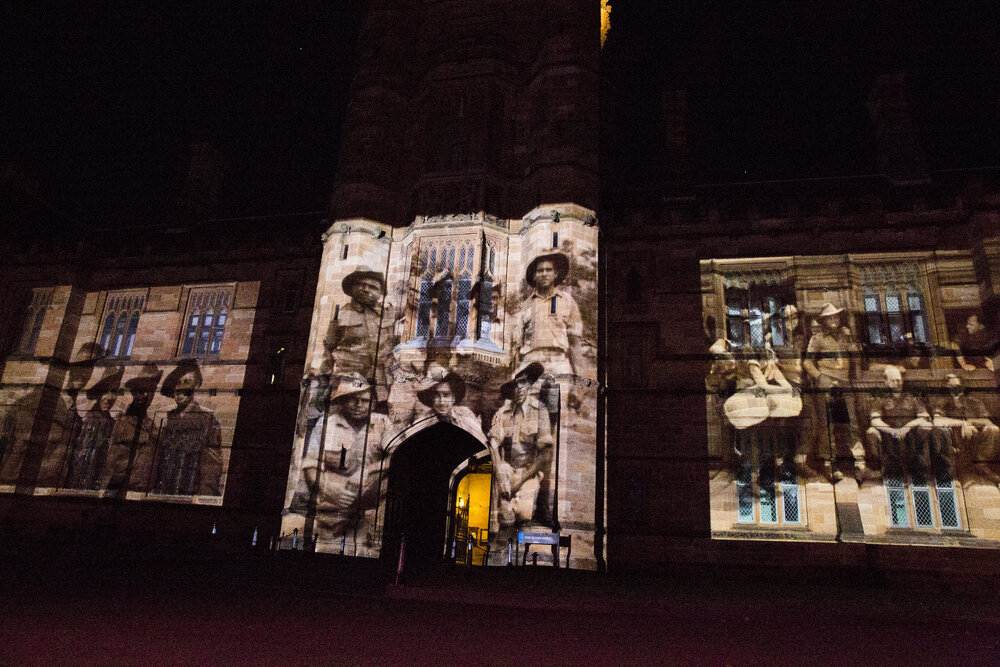 Wartime Legends Light Show on Quadrangle for Vivid Path to the Future Festival