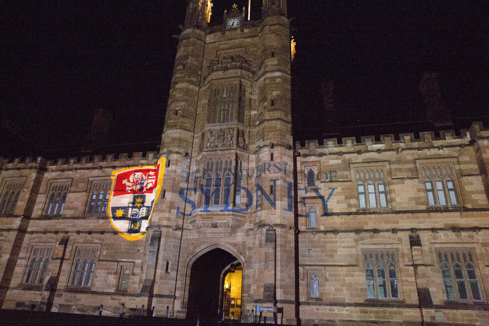 Wartime Legends Light Show on Quadrangle for Vivid Path to the Future Festival