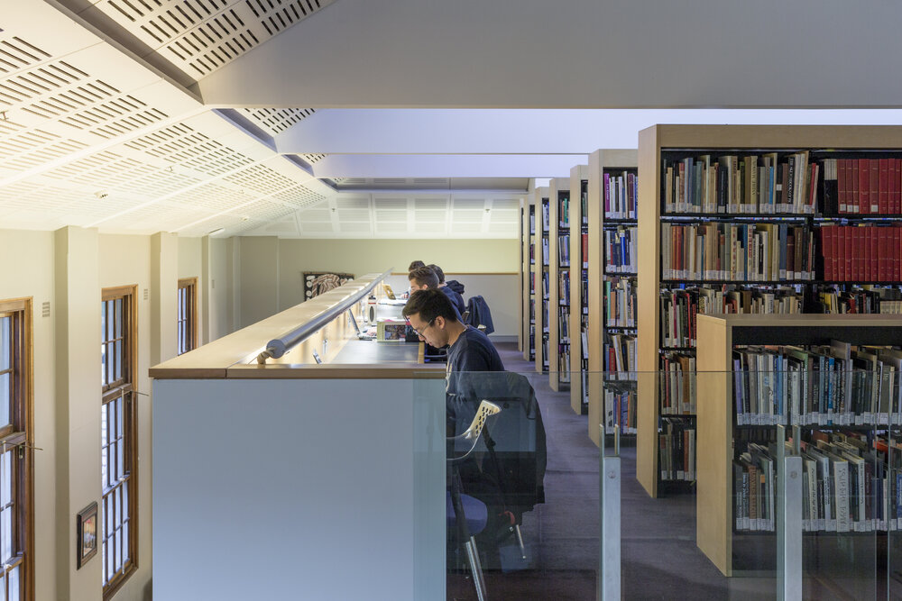 Students in the Schaeffer Fine Arts Library