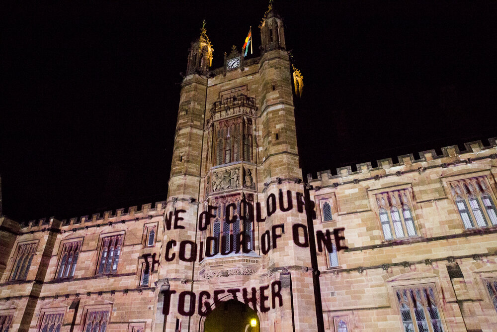 Vivid Path to the Future Festival Light Show on Quadrangle