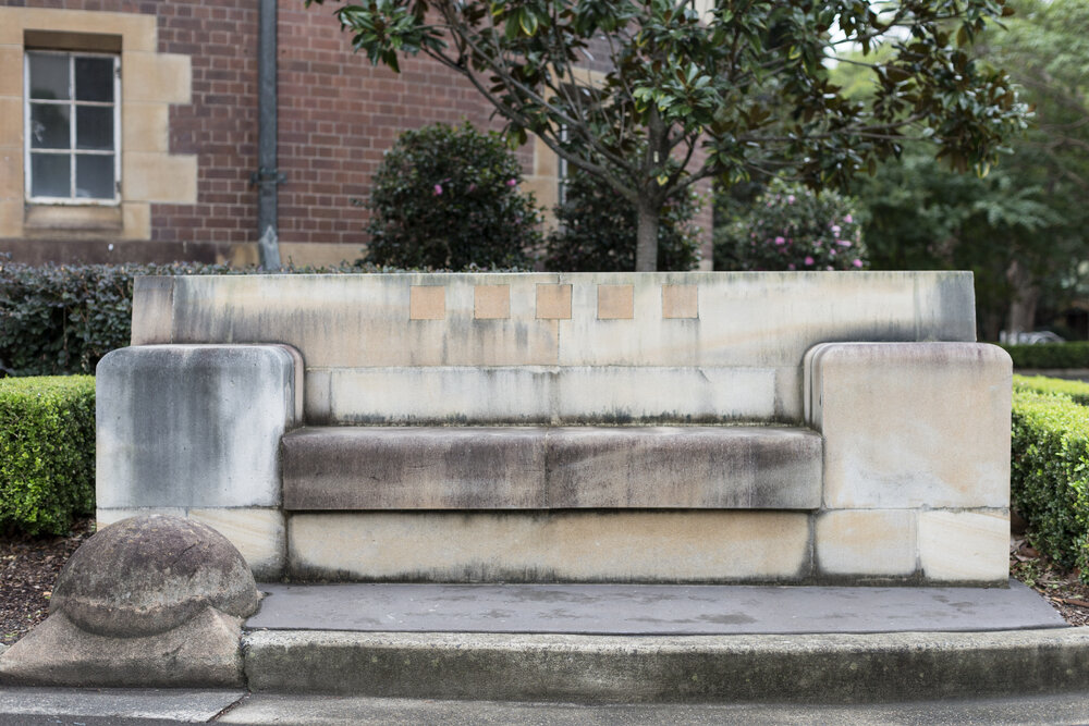 Stone Bench Outside John Woolley Building Entrance