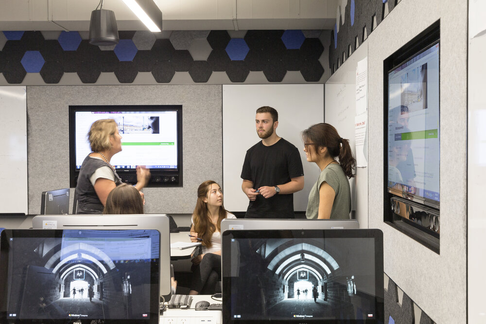 Students in Brennan MacCallum Learning Hub Studio 