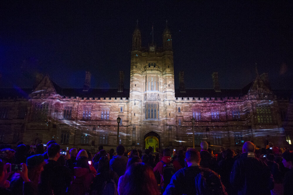 Vivid Path to the Future Festival Light Show on Quadrangle