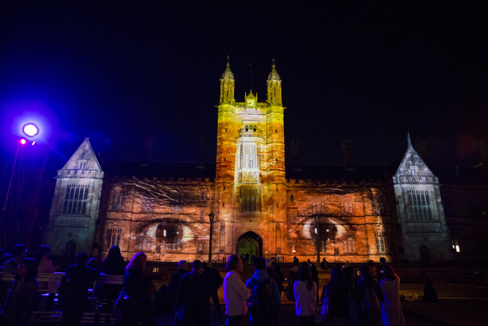 Vivid Path to the Future Festival Light Show on Quadrangle