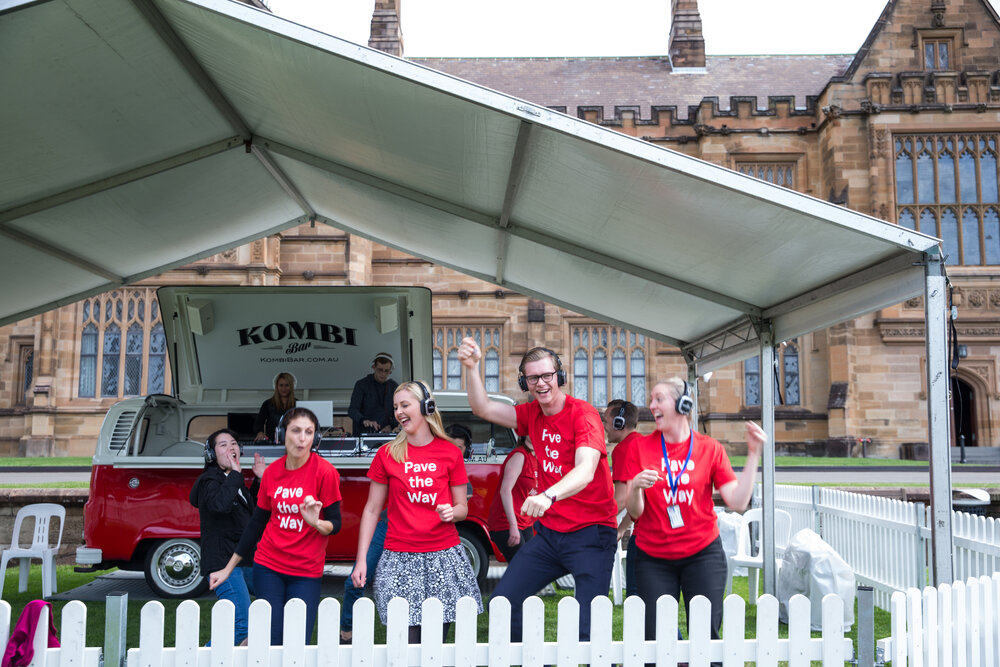 Silent Disco for Pave The Way Fundraiser on Front Lawn