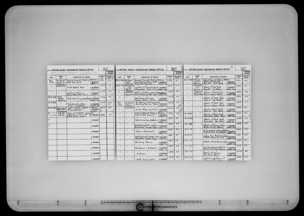 Western Avenue Underground Parking Station - Microfilm Roll F362
