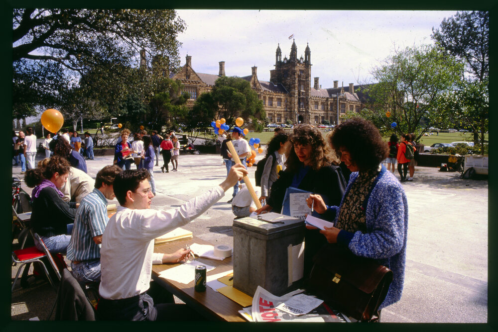 Voting in Student Elections Outside Fisher Library