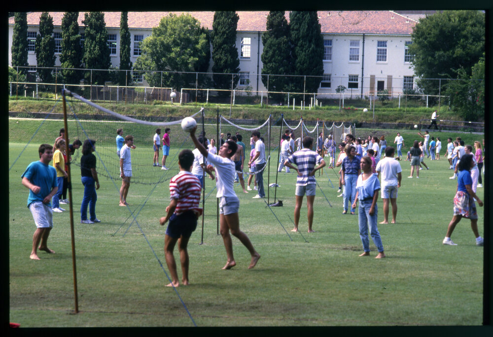 Students Playing Volleyball on the Square 