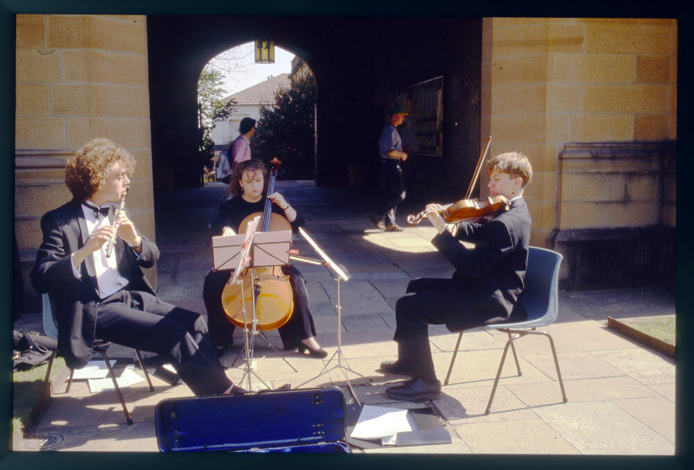 Courses and Careers Day Conservatorium Student Trio in Quadrangle