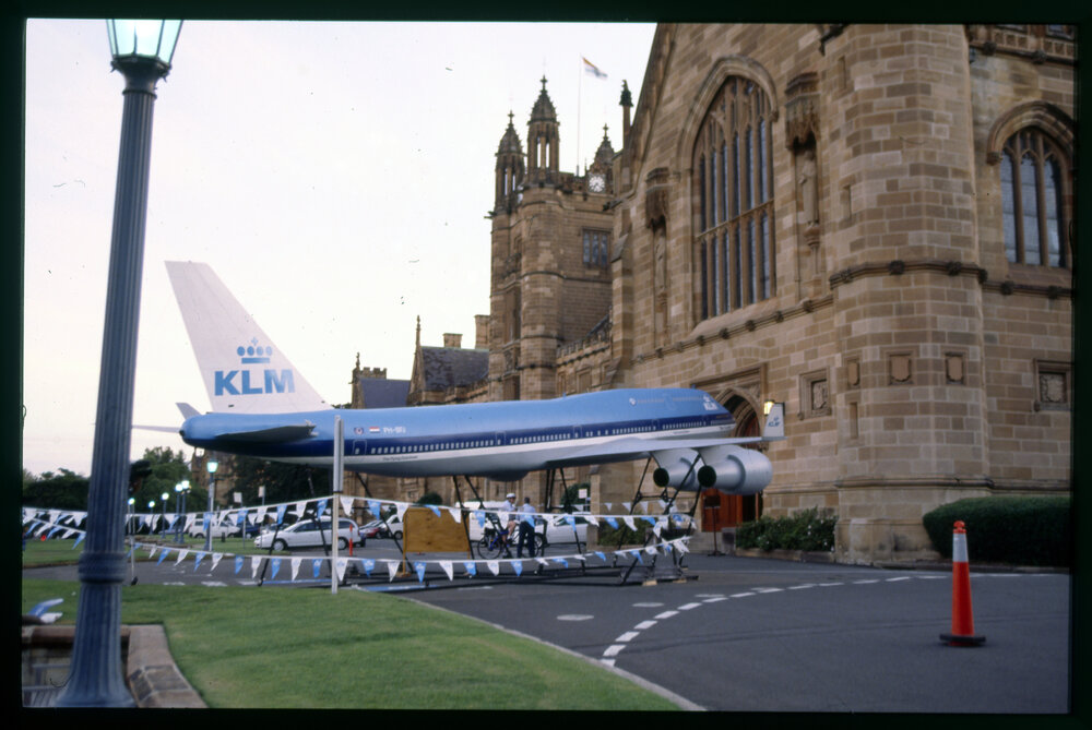 Large Model of 747 Aircraft Outside Great Hall Built by Engineering Staff and Students