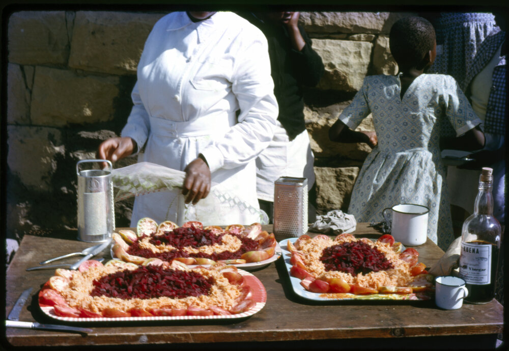 Table with Platters of Cooked Food