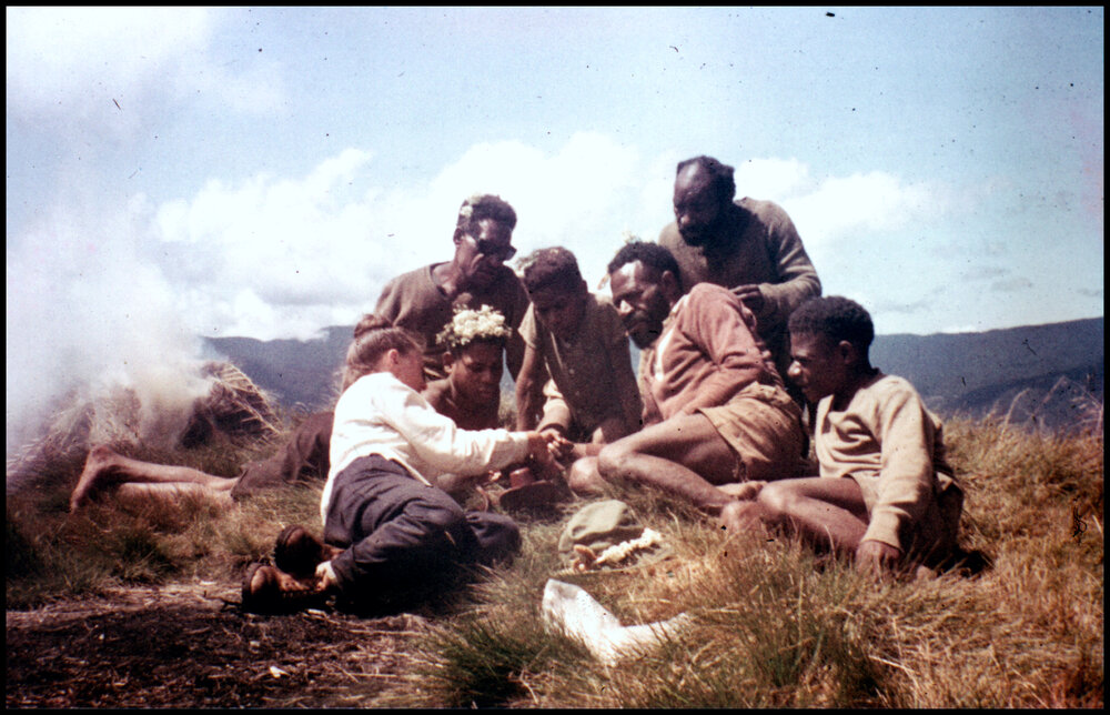 Helen Hewson with New Guinea Porters