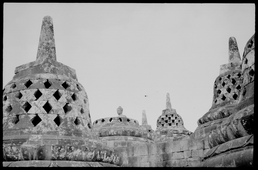 Stupas at the Borobudur Temple, Central Java