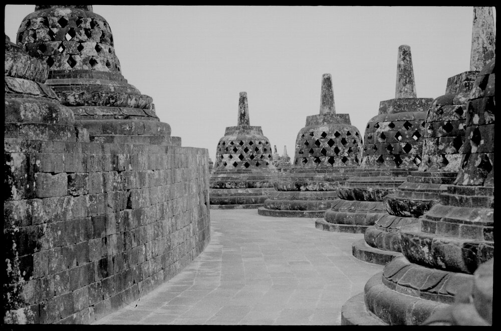 Stupas at the Borobudur Temple, Central Java