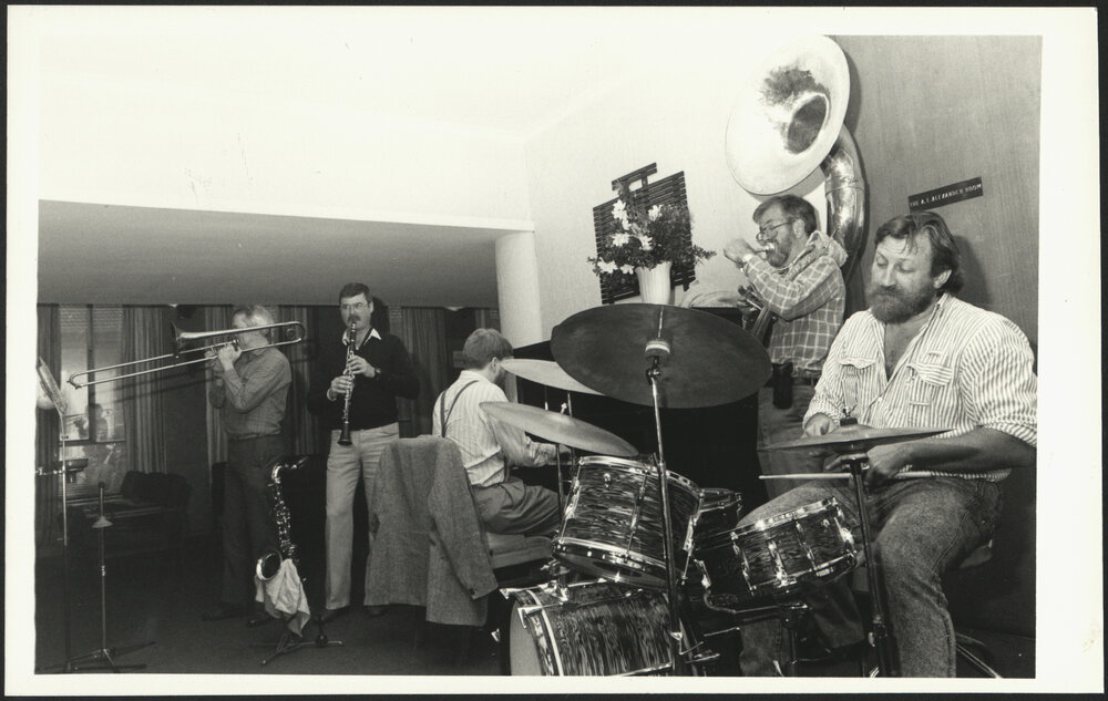 Jazz in the Staff Club in the Mungo MacCallum Building with Bob Crossman on Drums