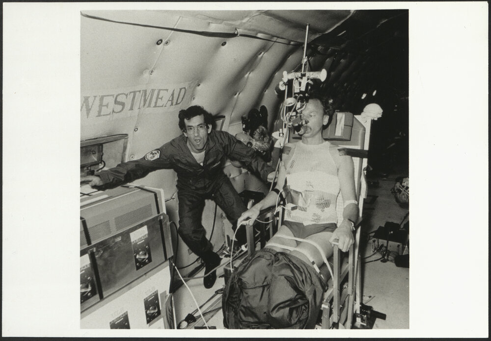 Space Research at the Thoracic Medicine Unit - Professor L Engel Operating a Test During a Flight with Subject Mr D Frimout, a Belgian Astronaut