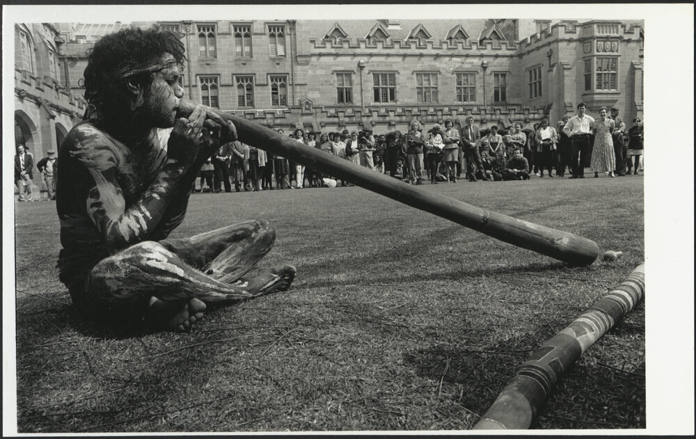Whunun Playing the Didgeridoo at the Official Opening of the Aboriginal Education Centre