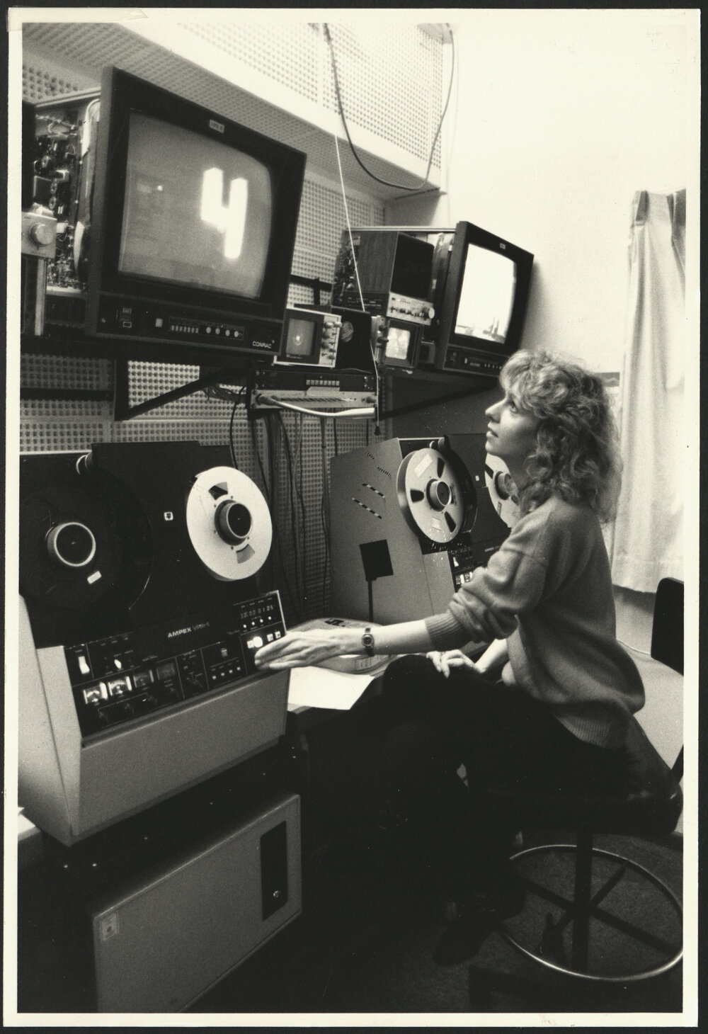 Louise Hawthorne at Work in the Operations Room of the University Television Service