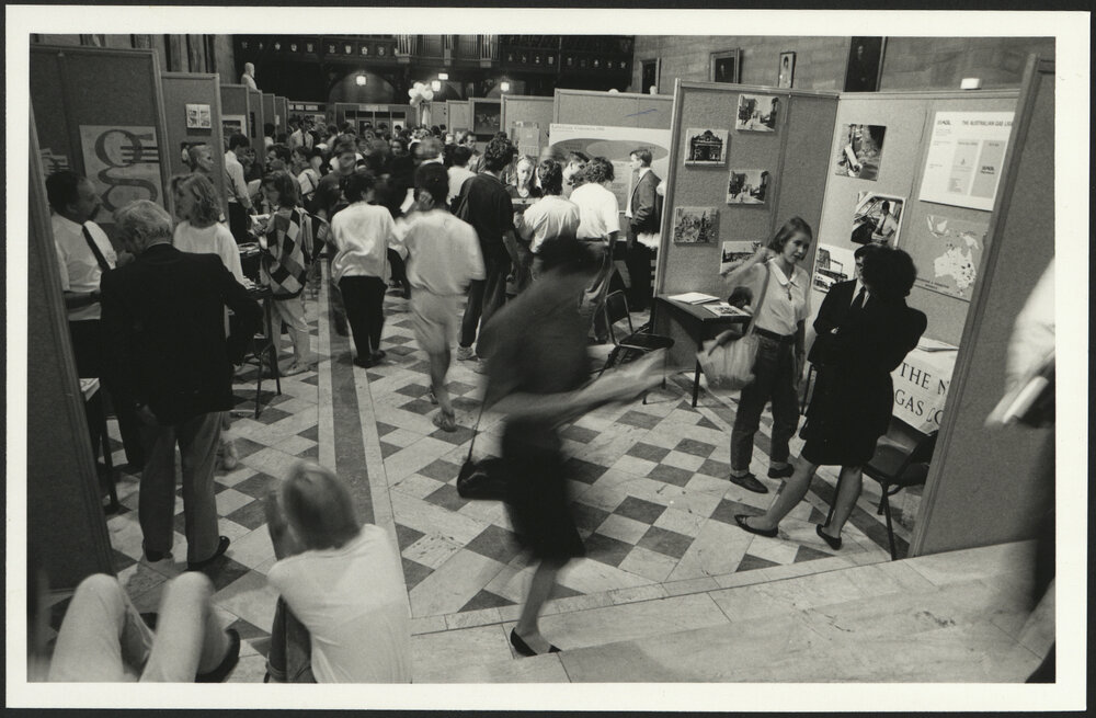 People Attending Stalls Set-Up in the Great Hall for  Careers Day 1991