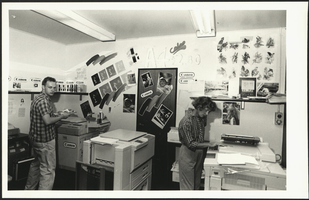 Colour Photocopy Centre in the Wentworth Building with Two Students Using the Copy Machines