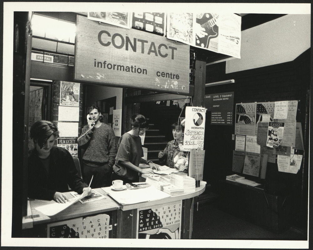 Staff at the  Desk of the Contact Information Centre Manning House 1991