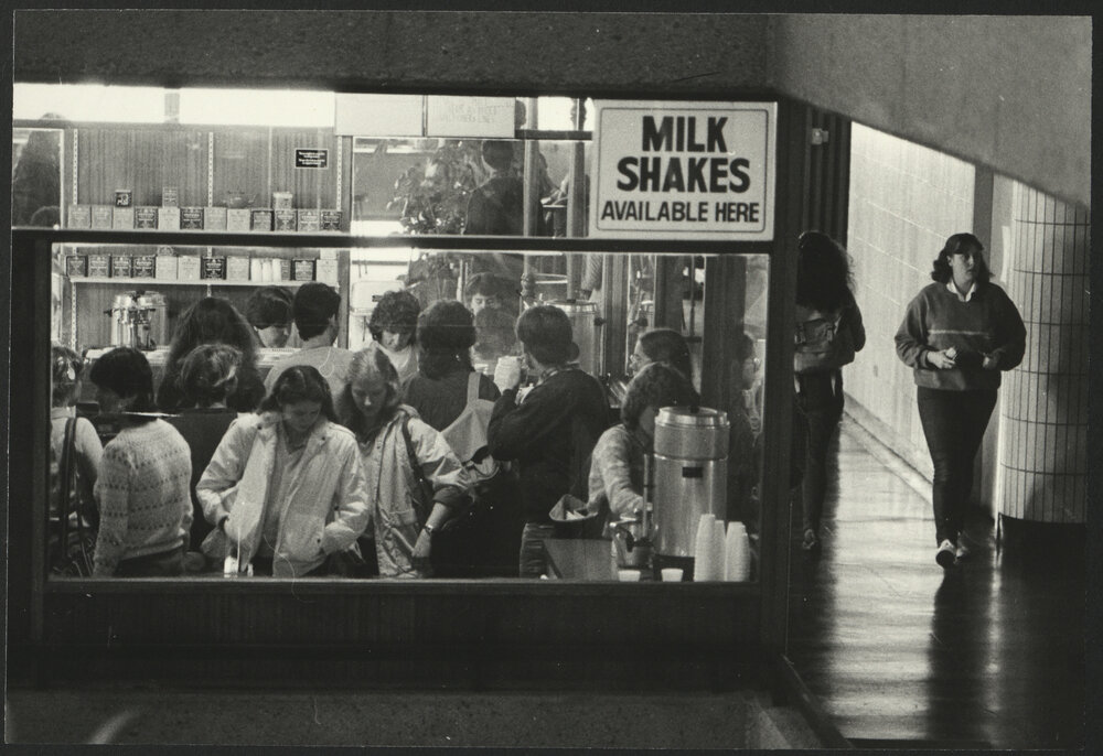 Students Studying the Menu and Queuing at the Milk Shake Bar - Wentworth Building