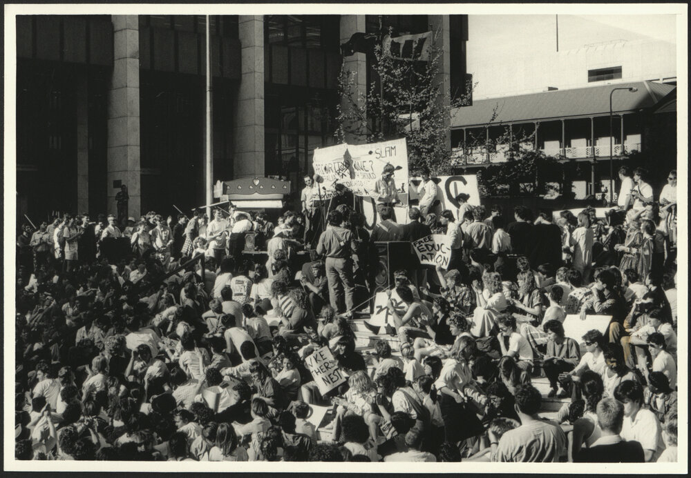 Crowd of College and University Students at Martin Place Protesting Against the Introduction of Tertiary Fees