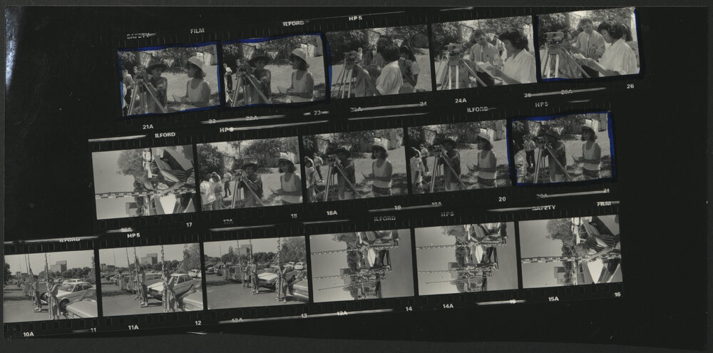 Proof Sheet of Images of Year One Architecture Students Undertaking Outdoor Assignment