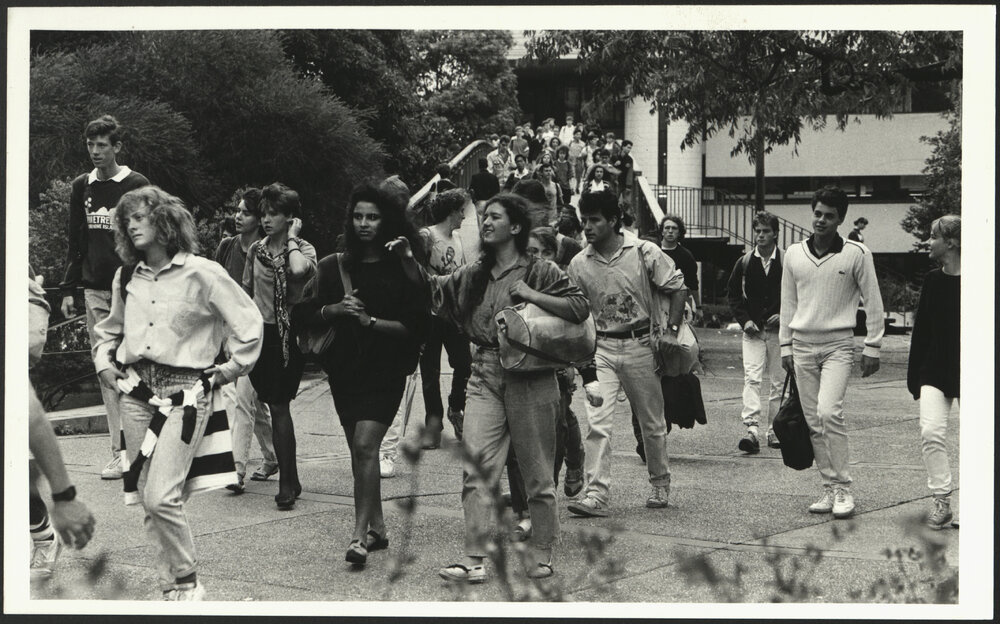 Students Coming Off City Road Bridge on Their Way to University and Lectures