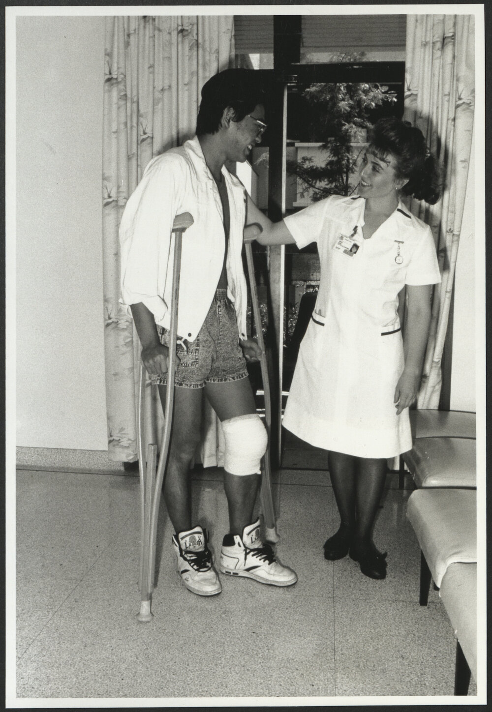 Faculty of Nursing - On the Ward Nursing Student with Patient on Crutches
