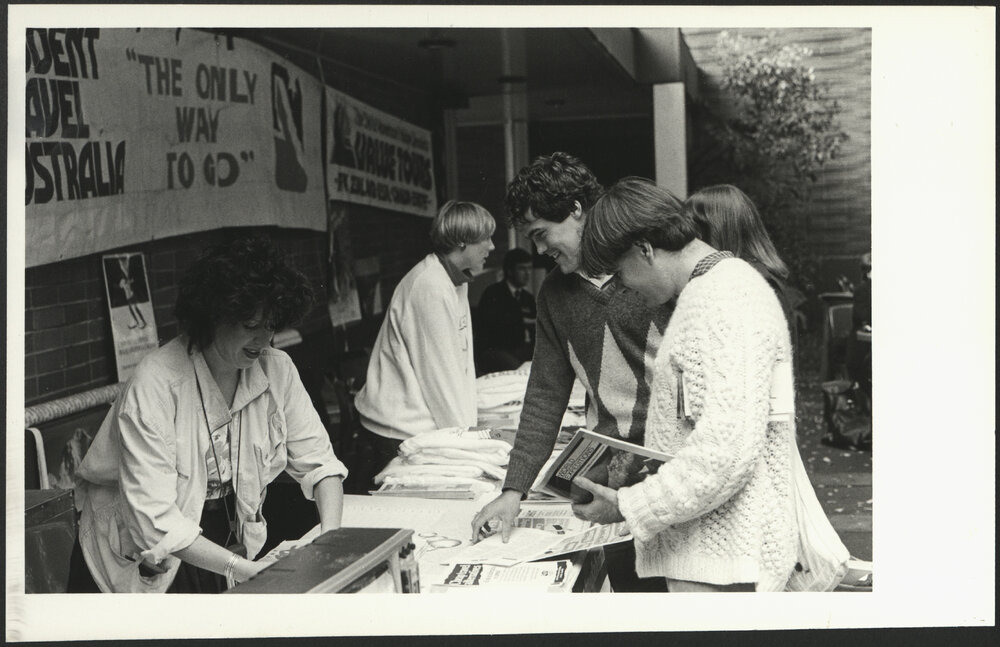 Students at the Stall During Student Travel Day