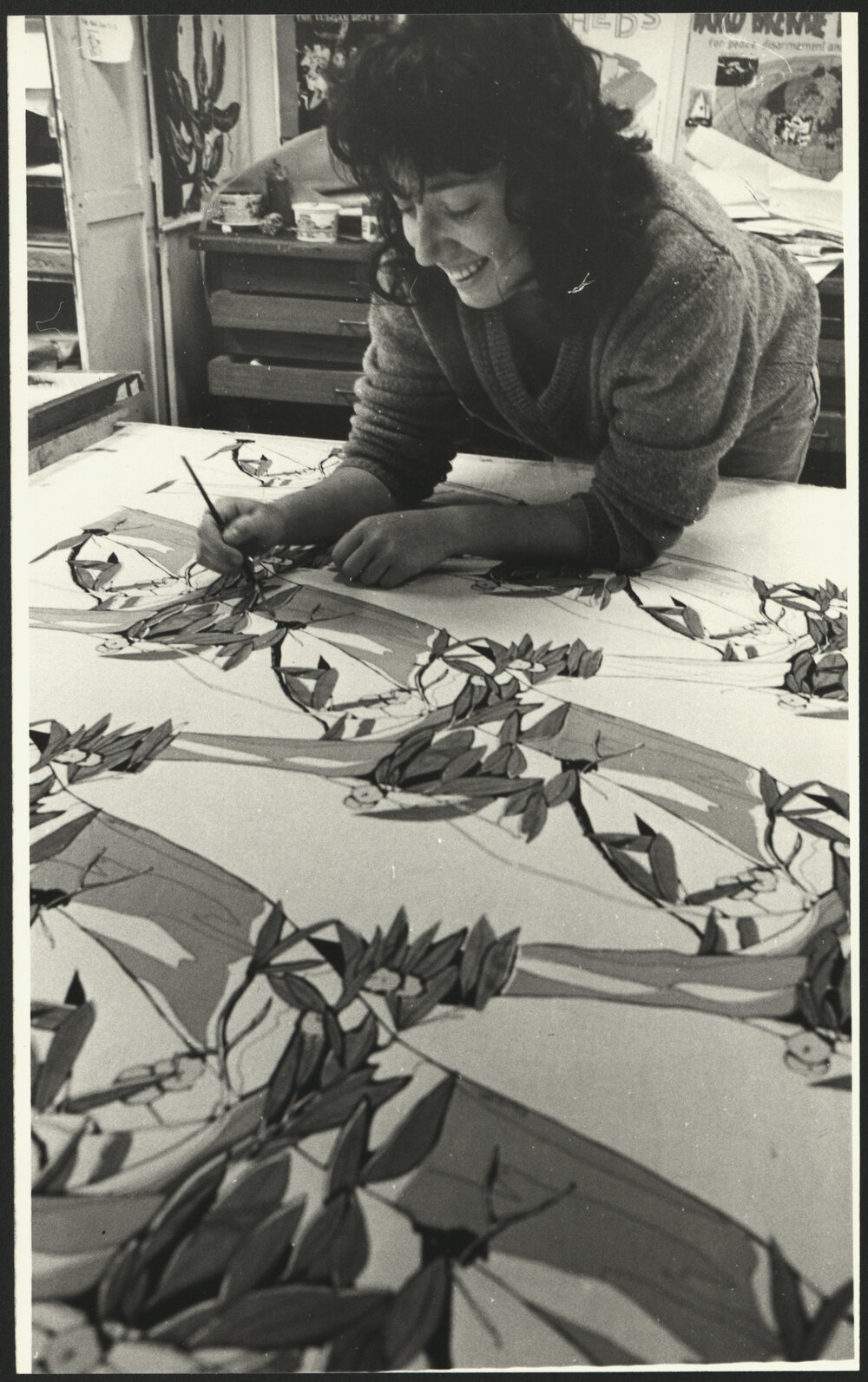 Student Painting at a Screen-Printing Art Workshop